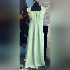 Women’s Mint Green Maxi Dress with Lace Trim